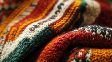 Vibrant Knitted Fabric with Autumnal Colors photo