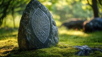 Intricate Celtic Design on a Stone photo