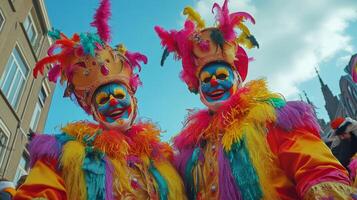 Carnival Celebration. Colorful Costumes and Masks photo