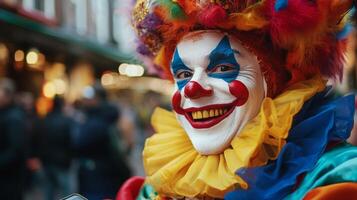 Smiling Clown in Colorful Costume photo