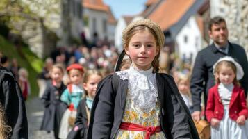 Traditional Children's Parade in a Charming Village photo