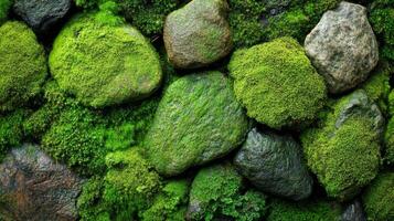 Moss Covered Rocks - Lush Nature Background photo