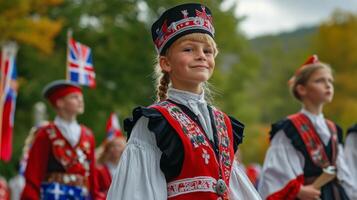 Children in Traditional Costumes at a Cultural Event photo
