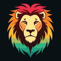 Lion s head silhouette in retro color gradients design for creative uses with vibrant retro colors and dynamic styles. vector
