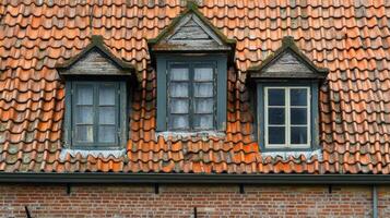 Antique Roof Windows with Terracotta Tiles photo