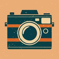Retro camera silhouette with distressed backgroun design for creative uses with vibrant retro colors and dynamic styles. vector