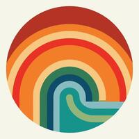 Abstract retro rainbow in a circular design design for creative uses with vibrant retro colors and dynamic styles. vector