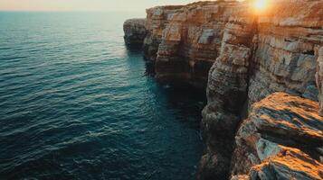 Coastal Cliffs at Sunset. Dramatic Ocean View photo