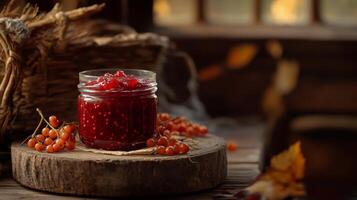 Autumnal Berry Jam in a Jar photo
