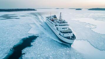Ferry Navigating Through Frozen Waters photo