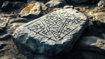 Ancient Carved Stone Inscription photo