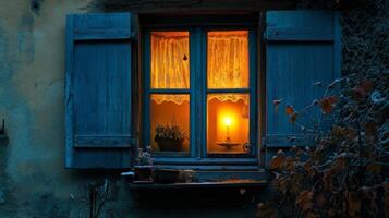 Cozy Winter Window with Candlelight photo