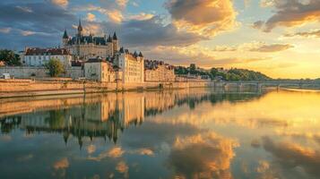 Golden Sunset over a Majestic European City photo