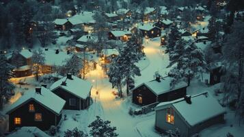 Snowy Village at Night. A Winter Wonderland photo