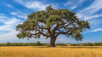 Majestic Oak Tree in a Golden Field photo