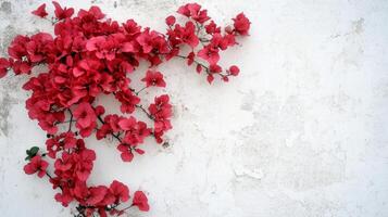 Stunning Red Bougainvillea on a White Wall photo