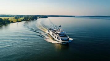 Ferry on a Calm River - Scenic Water Travel photo