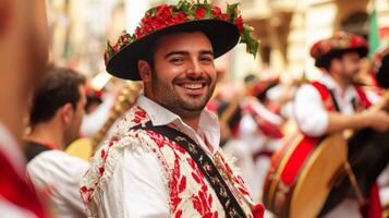 Smiling Man in Traditional Festival Costume photo