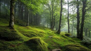 Enchanted Forest Landscape with Lush Moss photo