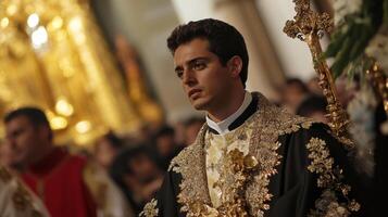 hombre en florido religioso atuendo foto
