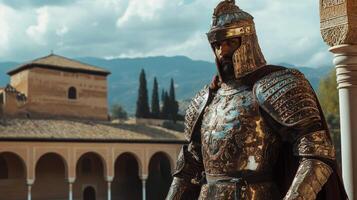 Majestic Medieval Knight in Golden Armor photo