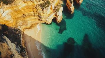 Coastal Paradise. Golden Cliffs and Turquoise Waters photo