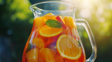Summer Citrus Iced Tea in a Glass Pitcher photo