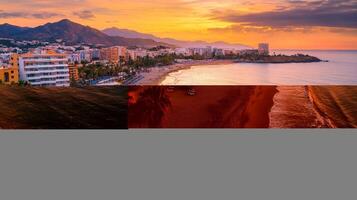 Sunset Beach Cityscape - A Golden Hour Paradise photo