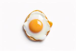 A perfectly cooked fried egg with a runny yolk, isolated on a white background. photo