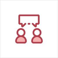 A red icon of two people talking to each other vector