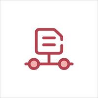 A red icon of a truck with a document on it vector