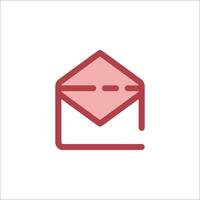 An envelope icon with a red line vector