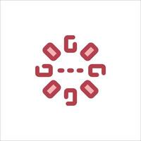 A red and white logo with a circle in the middle vector
