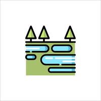 A green landscape with trees and water vector