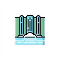 A building with a fountain in the middle of it vector