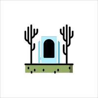 A door with a cactus in the background vector