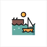 A sailboat in the ocean with a ship in the background vector