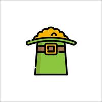A green hat with a gold coin inside vector
