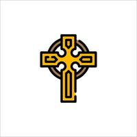 A celtic cross logo with a yellow background vector
