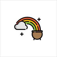 A pot with a rainbow and clouds vector