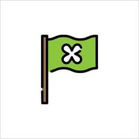A green flag with a cross on it vector