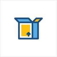 A box with an arrow pointing up inside it vector