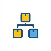 A blue and yellow icon of a business structure vector