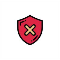 A red shield with an x on it vector