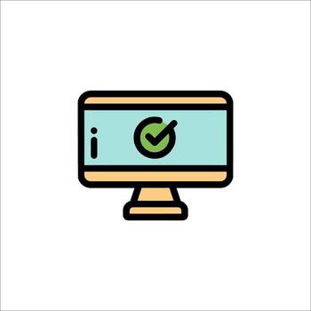 un computadora monitor con un garrapata marca en eso vector