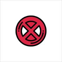 A red and black x symbol on a white background vector
