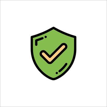 A green shield with a tick mark on it vector