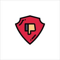 A shield with a red and black icon vector