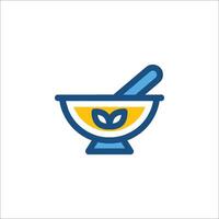 A bowl with a spoon and a face in it vector