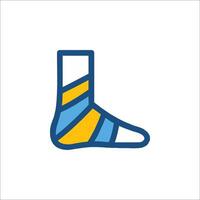 A sock with a blue and yellow stripe vector